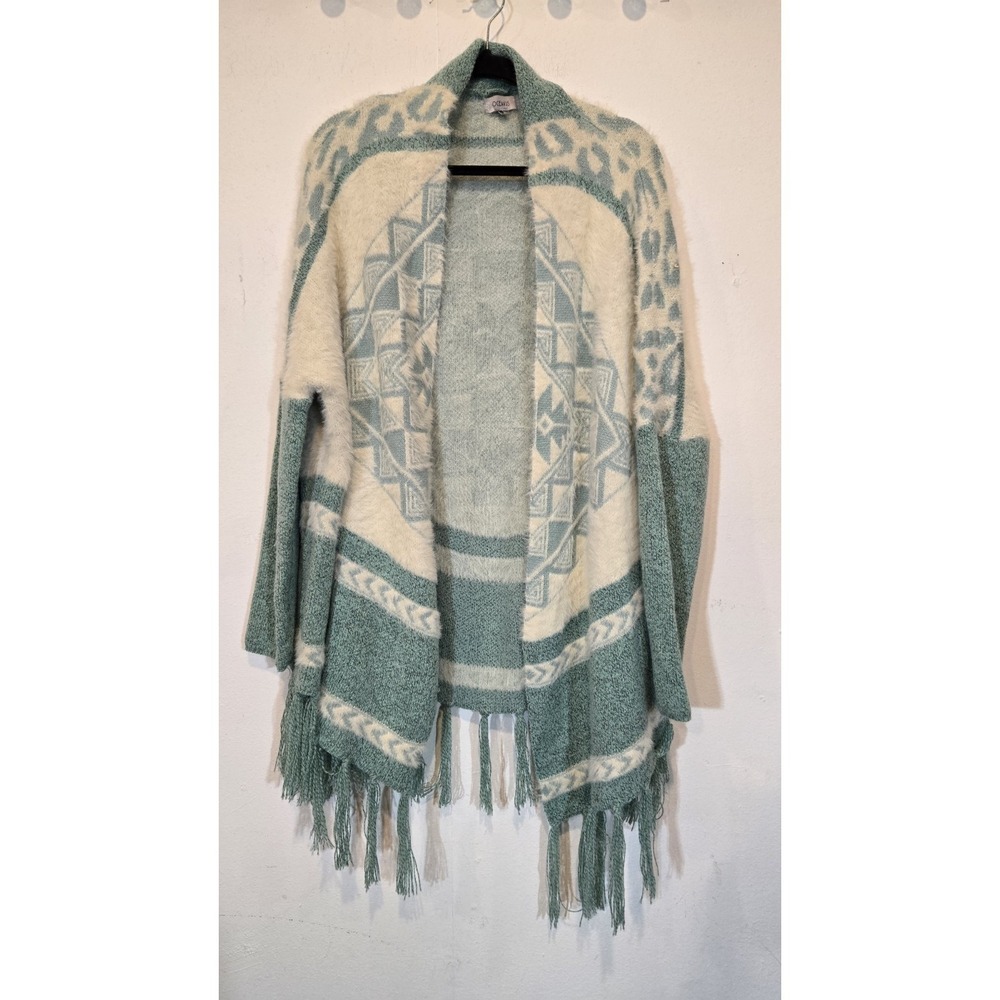 Oceanus Beachy Fringed Oversized Warm Soft Comfy Cardigan Size Medium - Picture 2 of 9